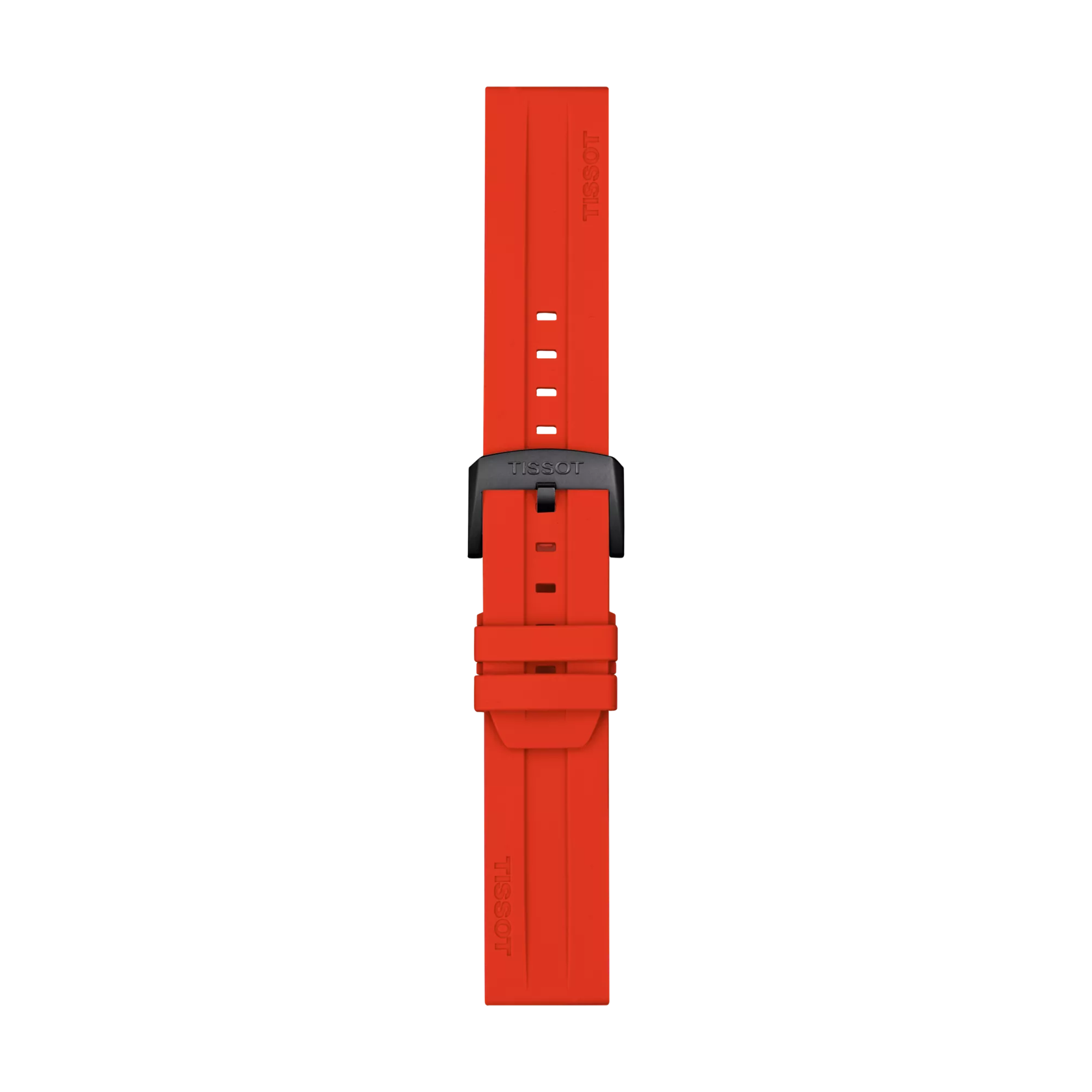 Front view of Tissot Official Red Silicone Strap Lugs 22 mm