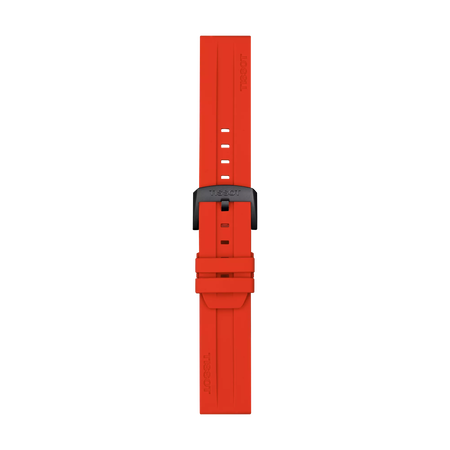 Front view of Tissot Official Red Silicone Strap Lugs 22 mm