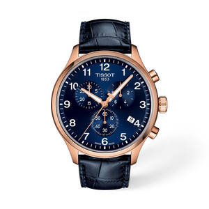 Front view of the watch Tissot Chrono XL Classic 45mm with shadow