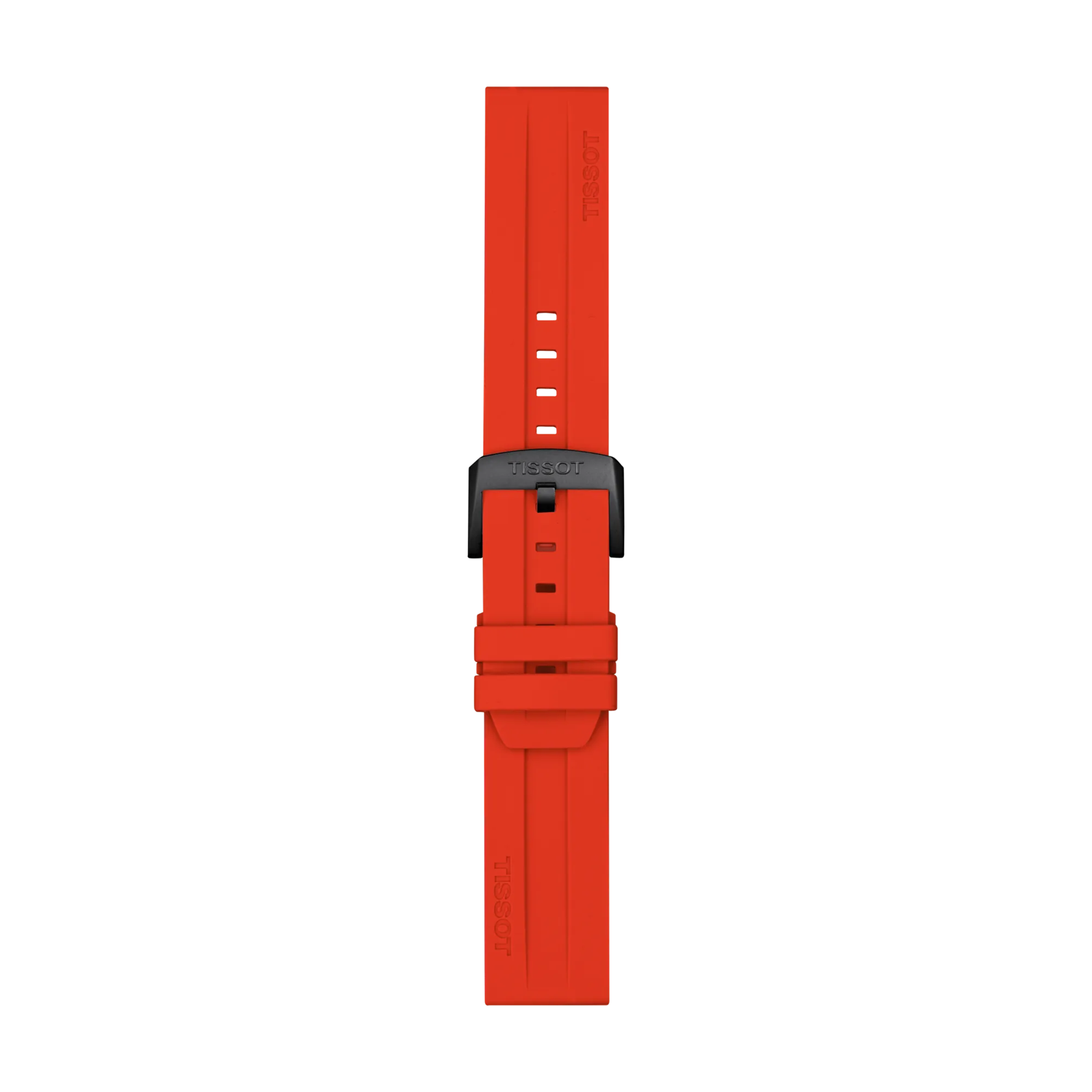Front view of Tissot Official Red Silicone Strap Lugs 22 mm