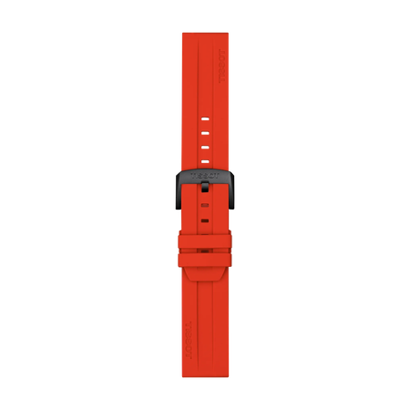 Front view of Tissot Official Red Silicone Strap Lugs 22 mm