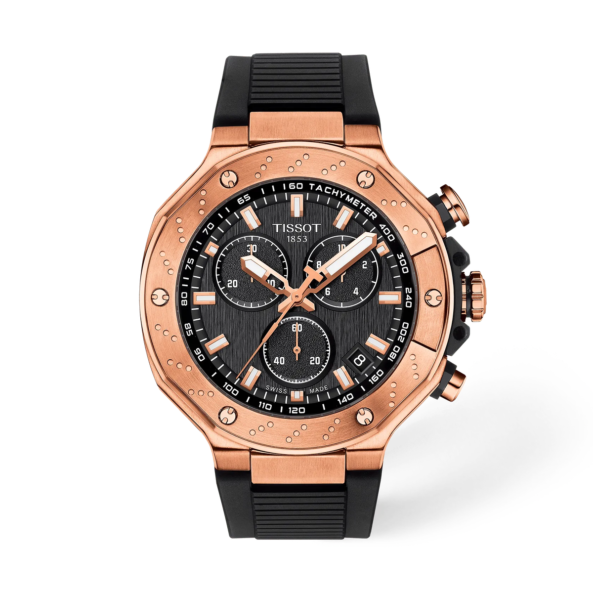 Мужские часы Tissot T-Race 45 мм, цвет: Чёрный / Чёрный силиконовый — фото 1