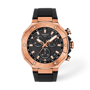 Front view of the watch Tissot T-Race 45mm with shadow