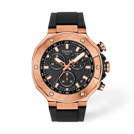 Front view of the watch Tissot T-Race 45mm with shadow