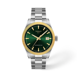Front view of the watch Tissot Gentleman Gold Bezel 38mm with shadow