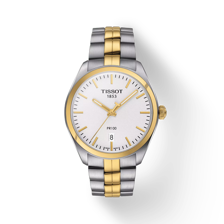 Front view of the watch Tissot PR 100 with shadow