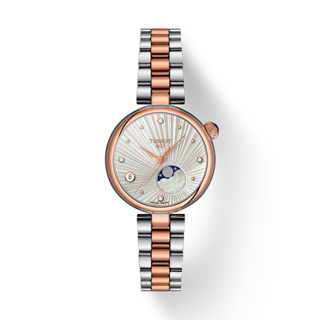 Front view of the watch Tissot D&eacute;sir 29.6mm with shadow