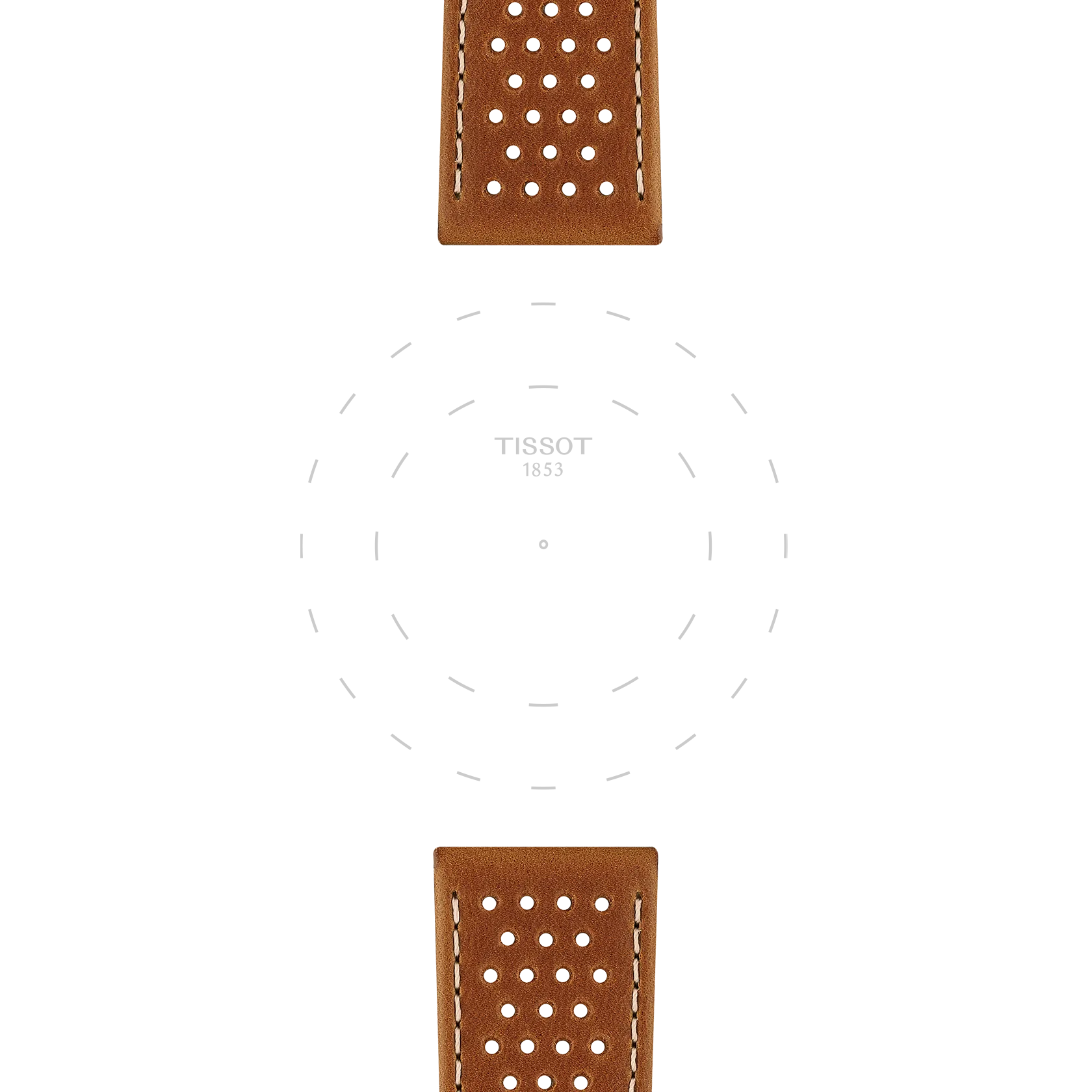 Focus on the lugs of Tissot Official Light Brown Leather Strap Lugs 22mm