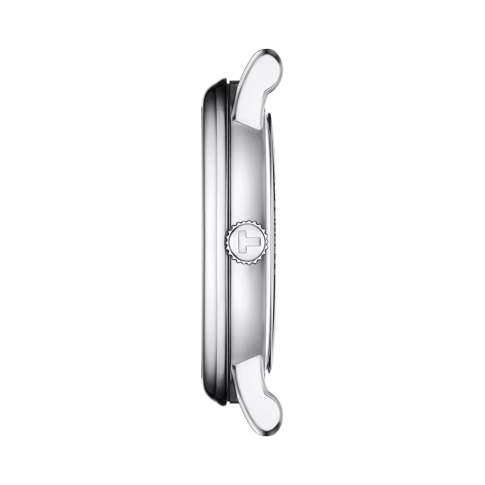 Vista de perfil de la caja del reloj Tissot Carson Premium Lady