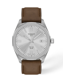 Front view of the watch Tissot PRC 100 Solar 39mm with shadow