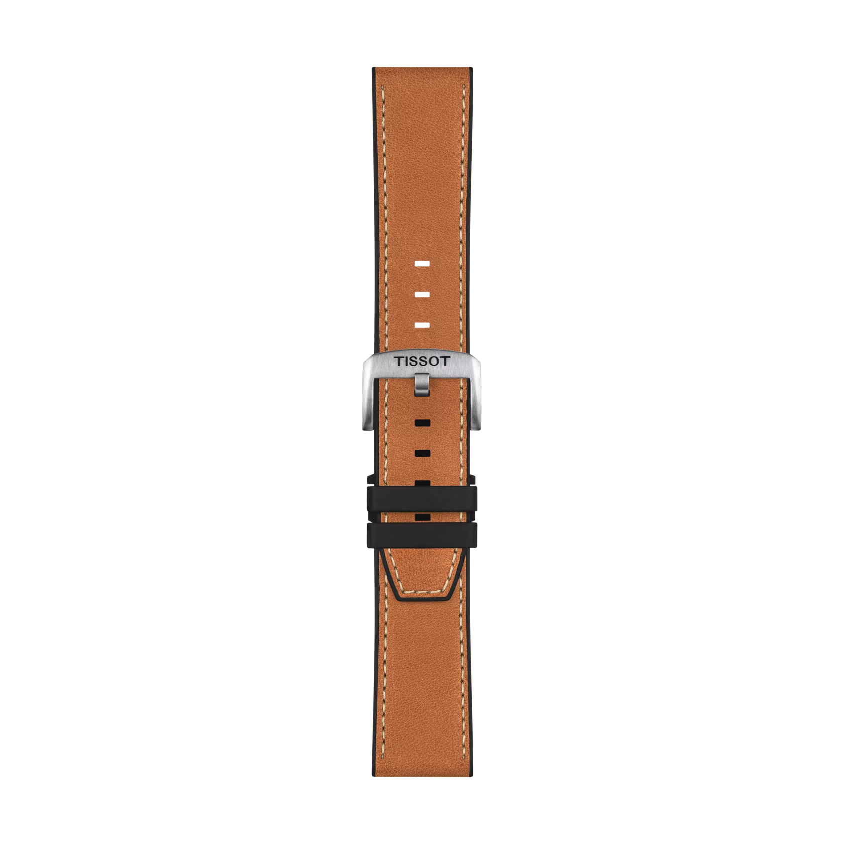 Front view of Tissot Official Brown Leather Strap Lugs 23 mm