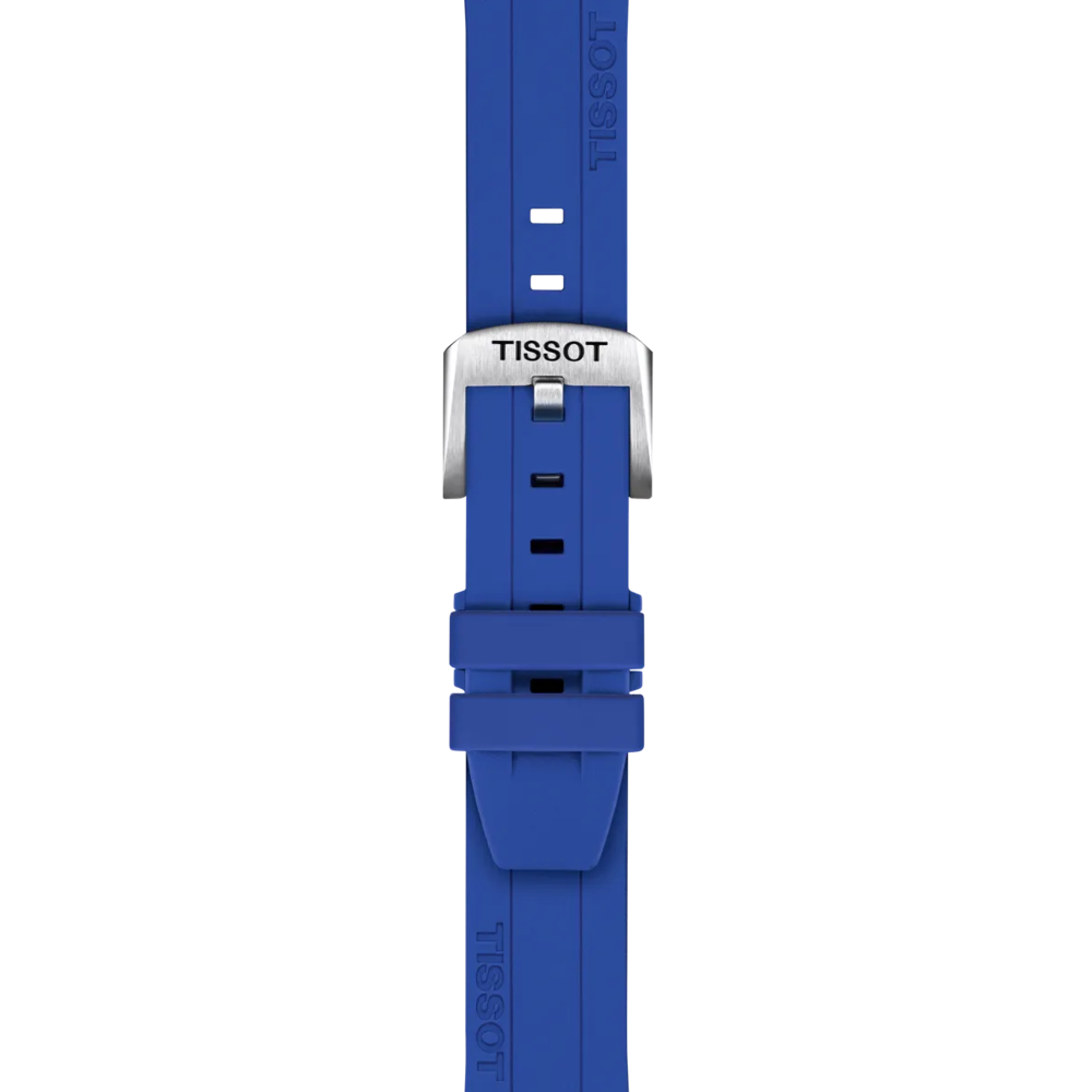 Zoom on Bracelet Officiel Tissot Silicone Bleu Entre-cornes 22 mm