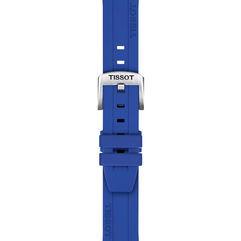 Zoom on Bracelet Officiel Tissot Silicone Bleu Entre-cornes 22 mm