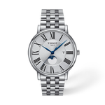 Vue de face de la montre Tissot Carson Premium 40mm avec ombre