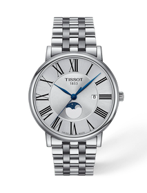 Front view of the watch Tissot Carson Premium 40mm with shadow