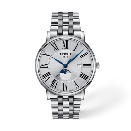 Front view of the watch Tissot Carson Premium 40mm with shadow