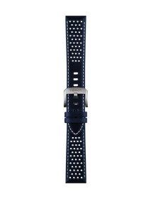 Front view of Tissot Mavi Deri Kayış Boynuz Aralığı 20 mm