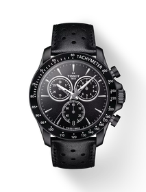 Front view of the watch Tissot V8 Quartz Chronograph with shadow