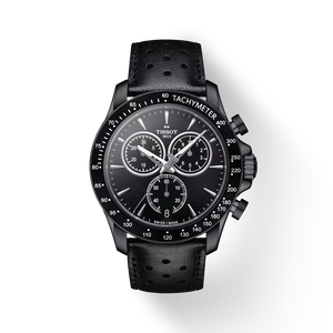 Front view of the watch Tissot V8 Quartz Chronograph with shadow
