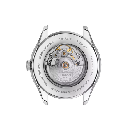 มุมมองด้านหลังของตัวเรือนนาฬิกา Tissot Ballade Powermatic 80 Silicium