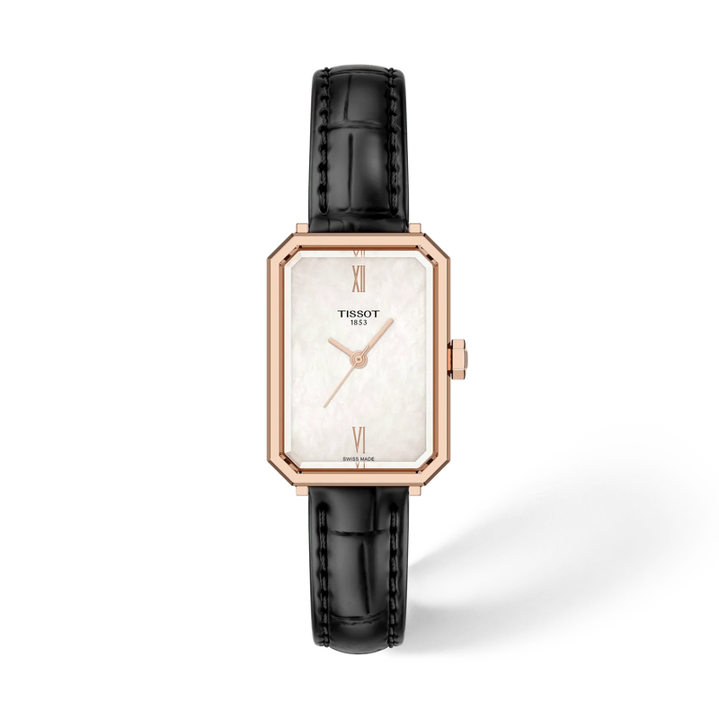 Front view of the watch Tissot SRV 30mm with shadow