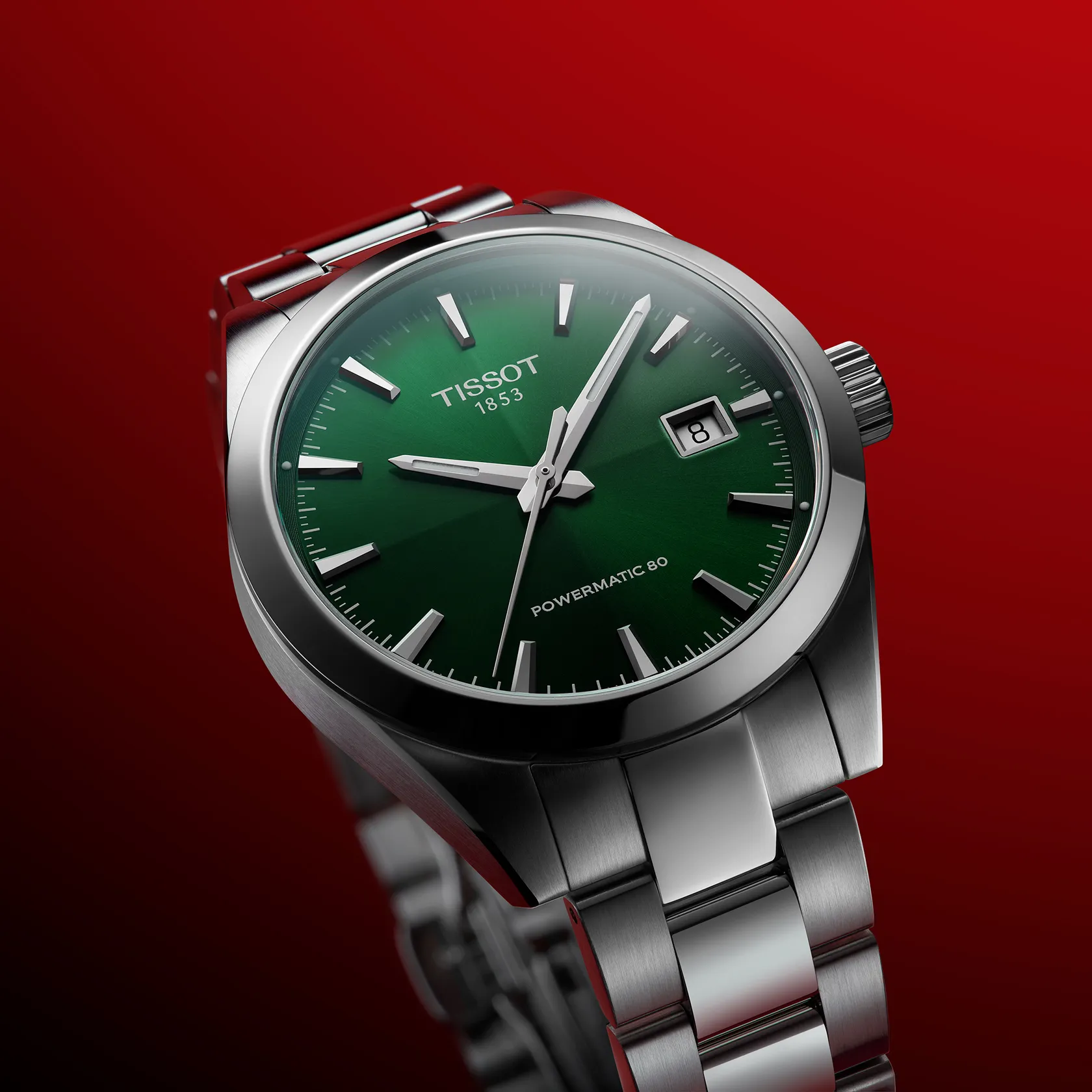 Tissot Gentleman 38mm watch on a colored background