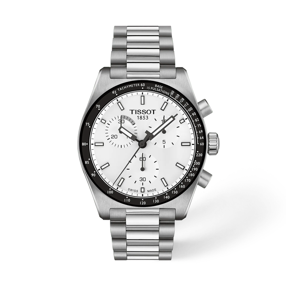 Vorderansicht der Uhr Tissot PR516 40mm mit Schatten