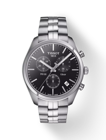 Front view of the watch Tissot PR 100 Chronograph with shadow