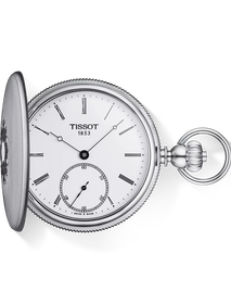 Front view of the watch Tissot Savonnette 48.5mm with shadow