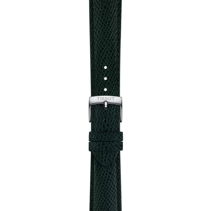 Zoom sur Bracelet Officiel Tissot Cuir Vert Entre-cornes 18 mm