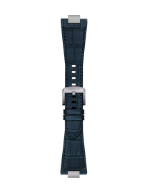 Front view of Tissot Official Dark Blue PRX 40mm Leather Strap