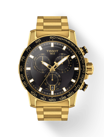 Front view of the watch Tissot Supersport Chrono 45.5mm with shadow