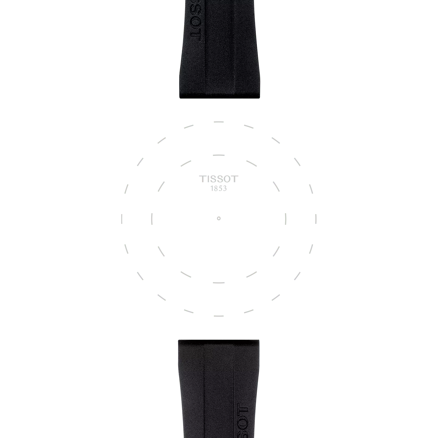 Focus on the lugs of Tissot Official Black Rubber Strap Lugs 20 mm
