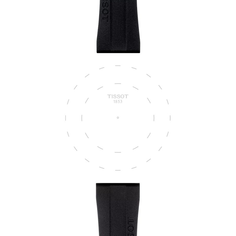 Focus on the lugs of Tissot Official Black Rubber Strap Lugs 20 mm