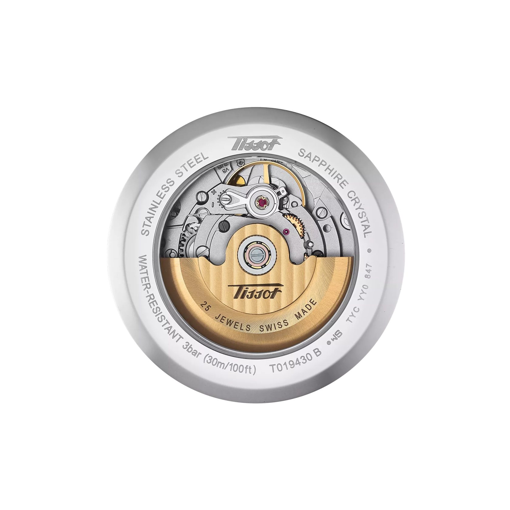 Back view of the watch case Tissot Heritage Visodate Automatic