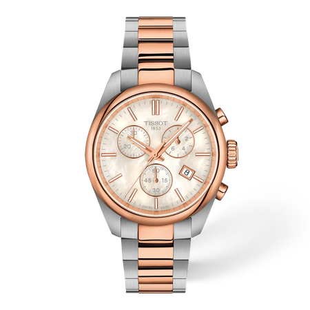 Vue de face de la montre Tissot PR 100 36mm avec ombre