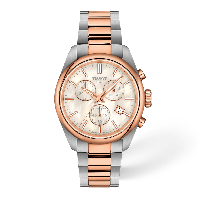 Front view of the watch Tissot PR 100 36mm with shadow