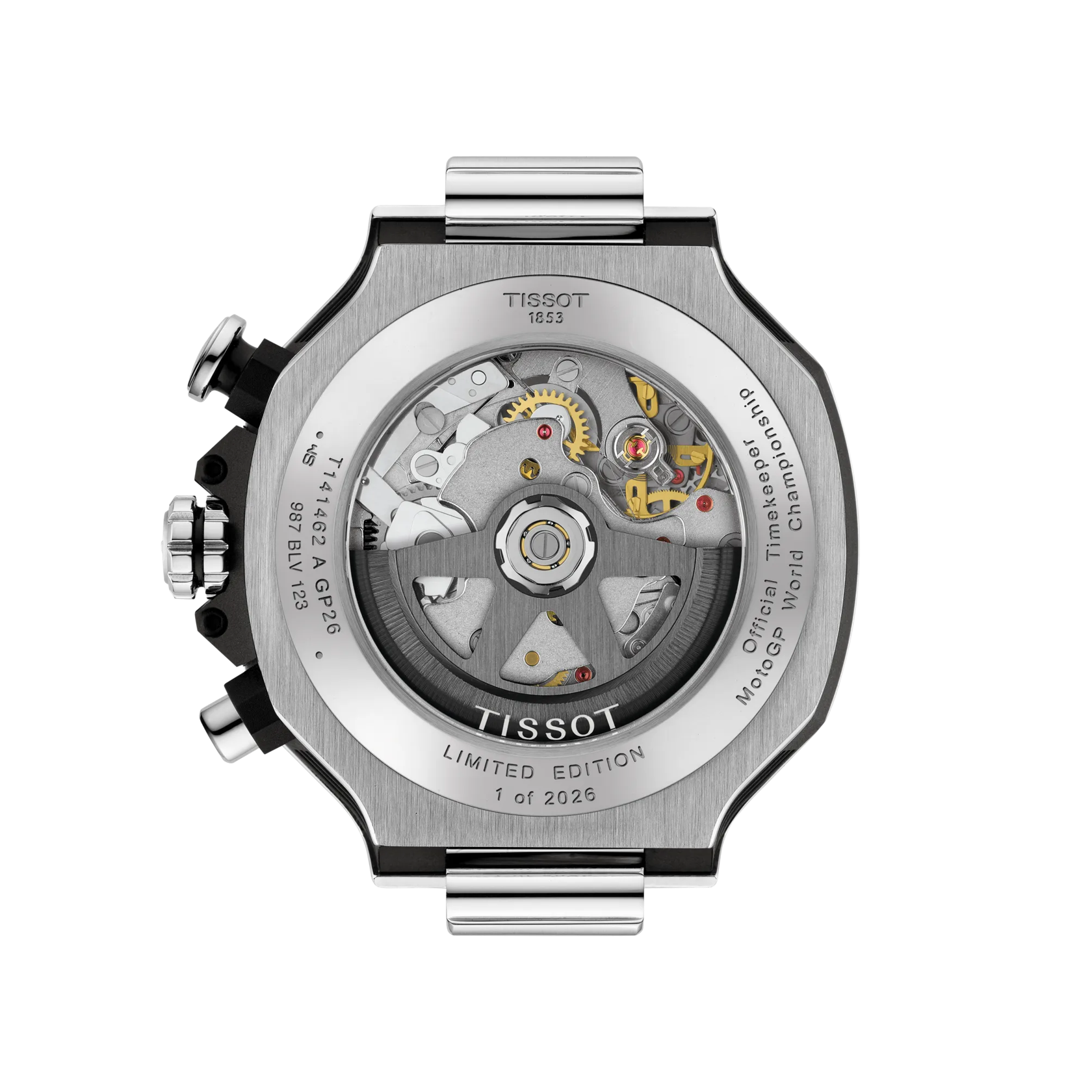 Back view of the watch case Tissot T-Race MotoGP 2026 45mm