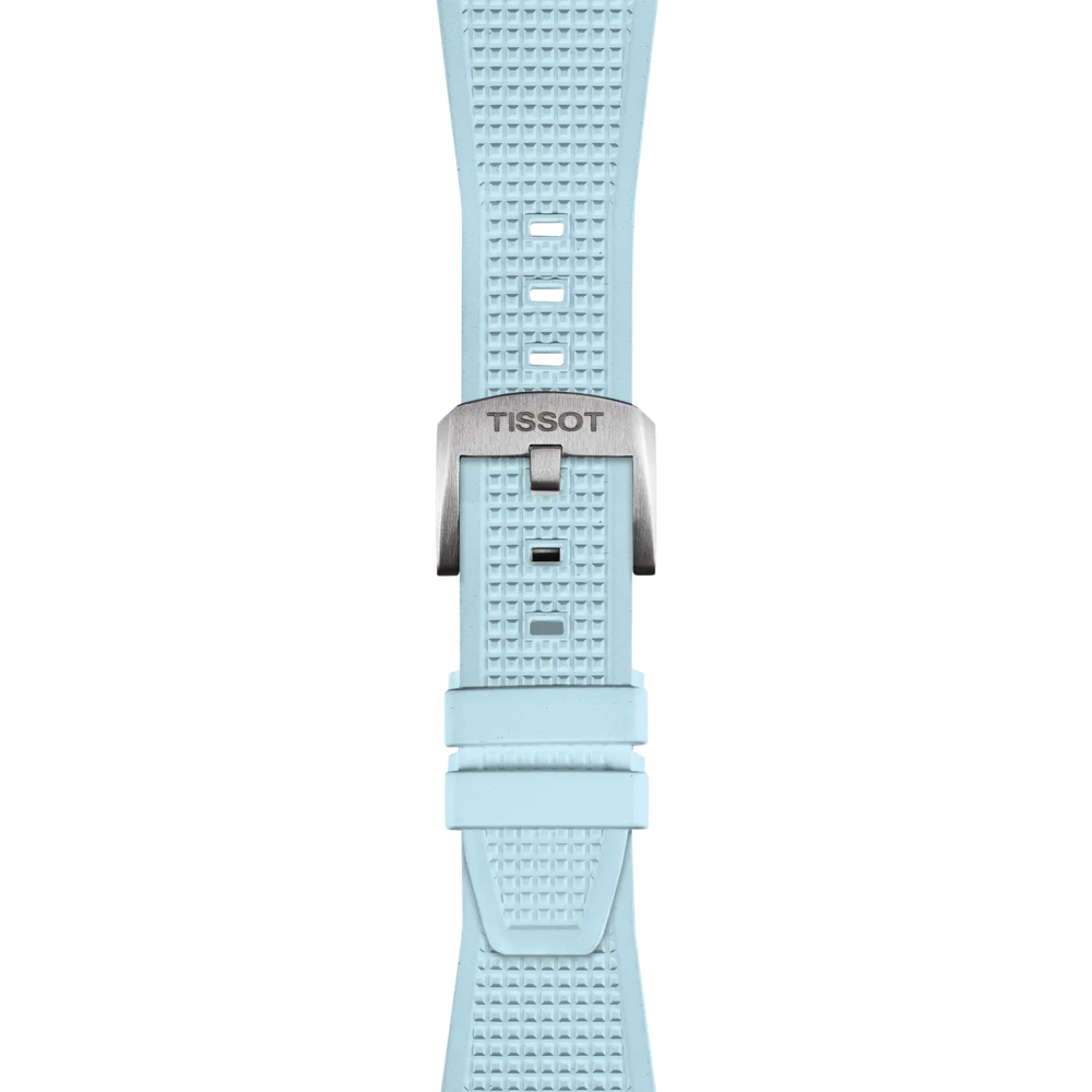Zoom on Tissot Official PRX Light Blue Rubber Strap