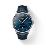 Front view of the watch Tissot Chemin des Tourelles Powermatic 80 with shadow