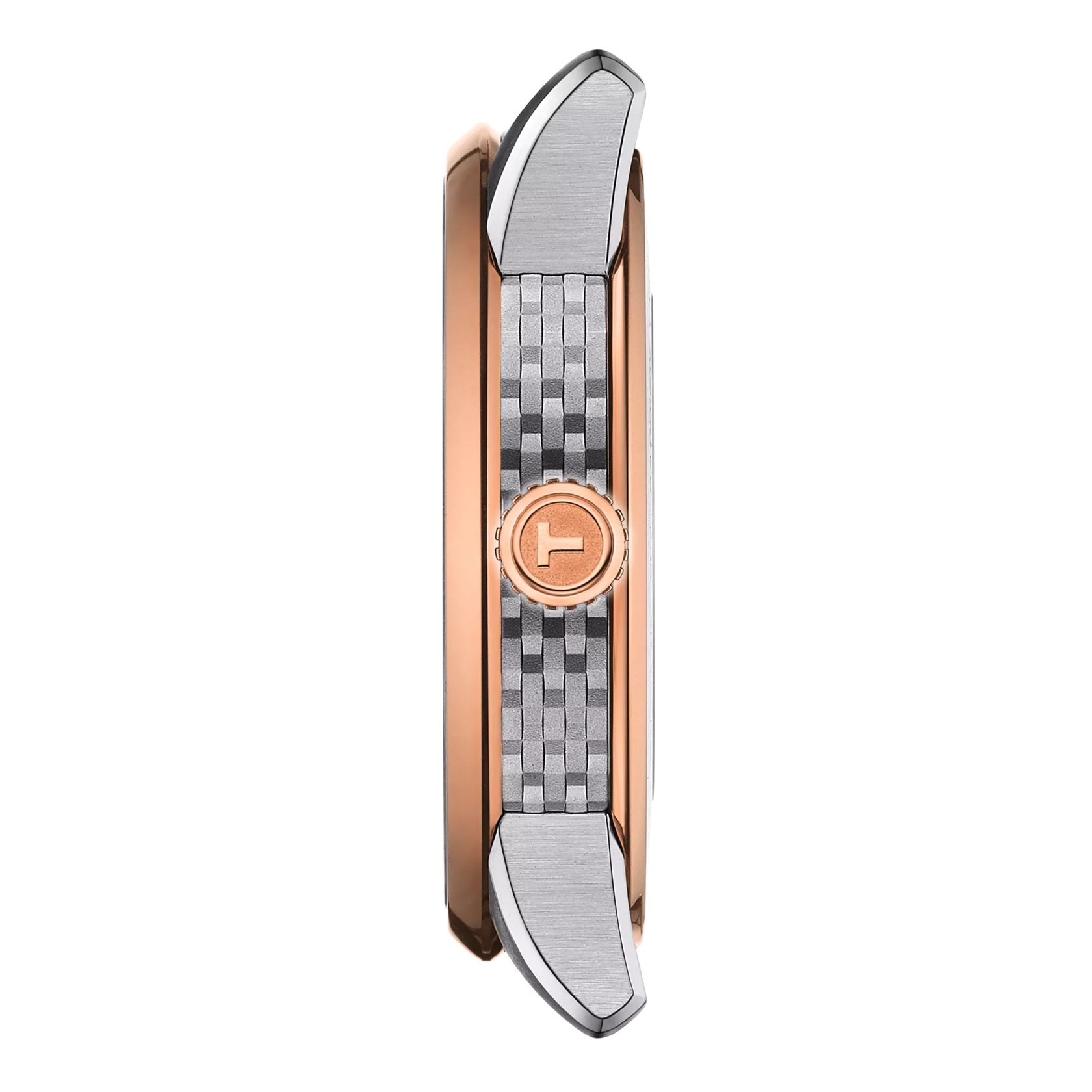 Profile view of the watch case Tissot Luxury Powermatic 80