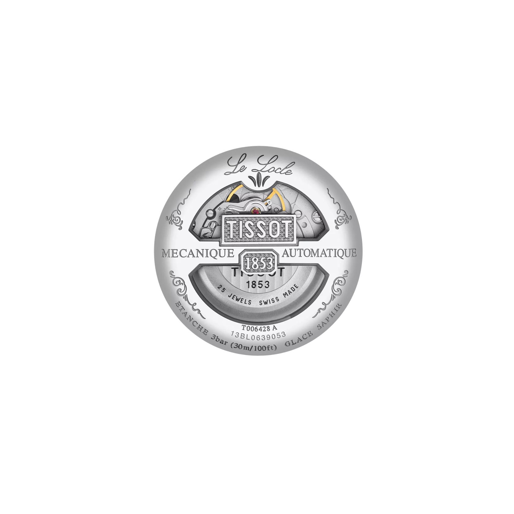 Back view of the watch case Tissot Le Locle Automatic Regulateur