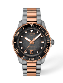 Front view of the watch Tissot Seastar 1000 40mm with shadow