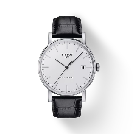 Front view of the watch Tissot Everytime Swissmatic 40mm with shadow