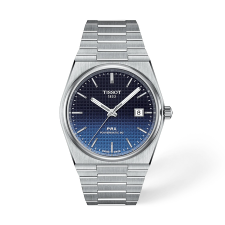 Front view of the watch Tissot PRX 40mm with shadow