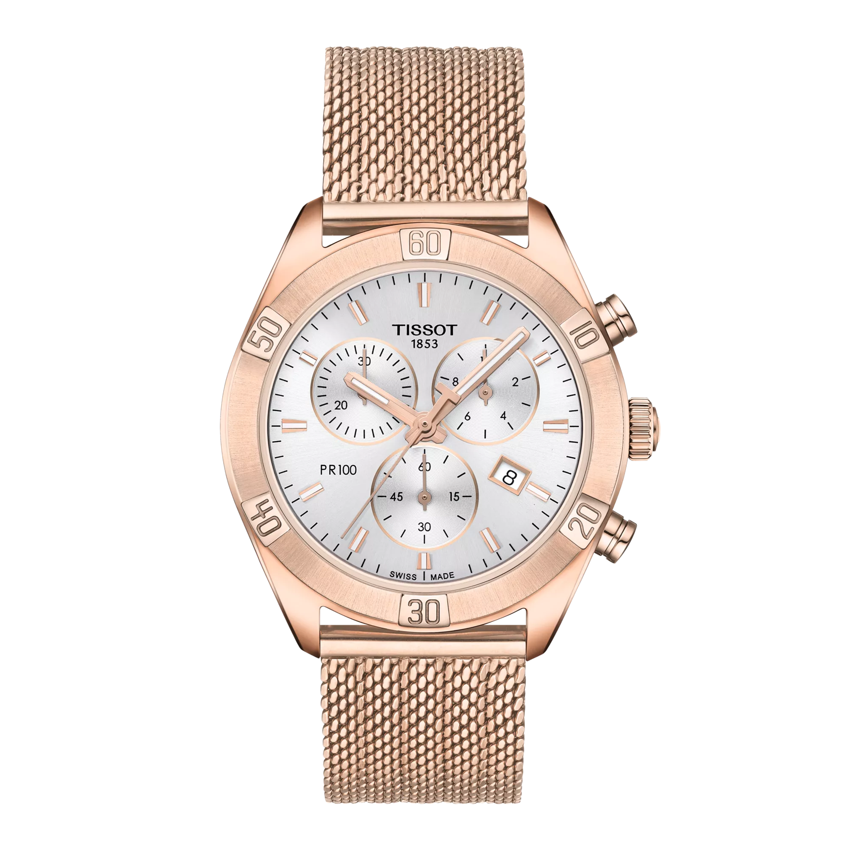 Front view of the watch Tissot PR 100 Sport Chic 38mm