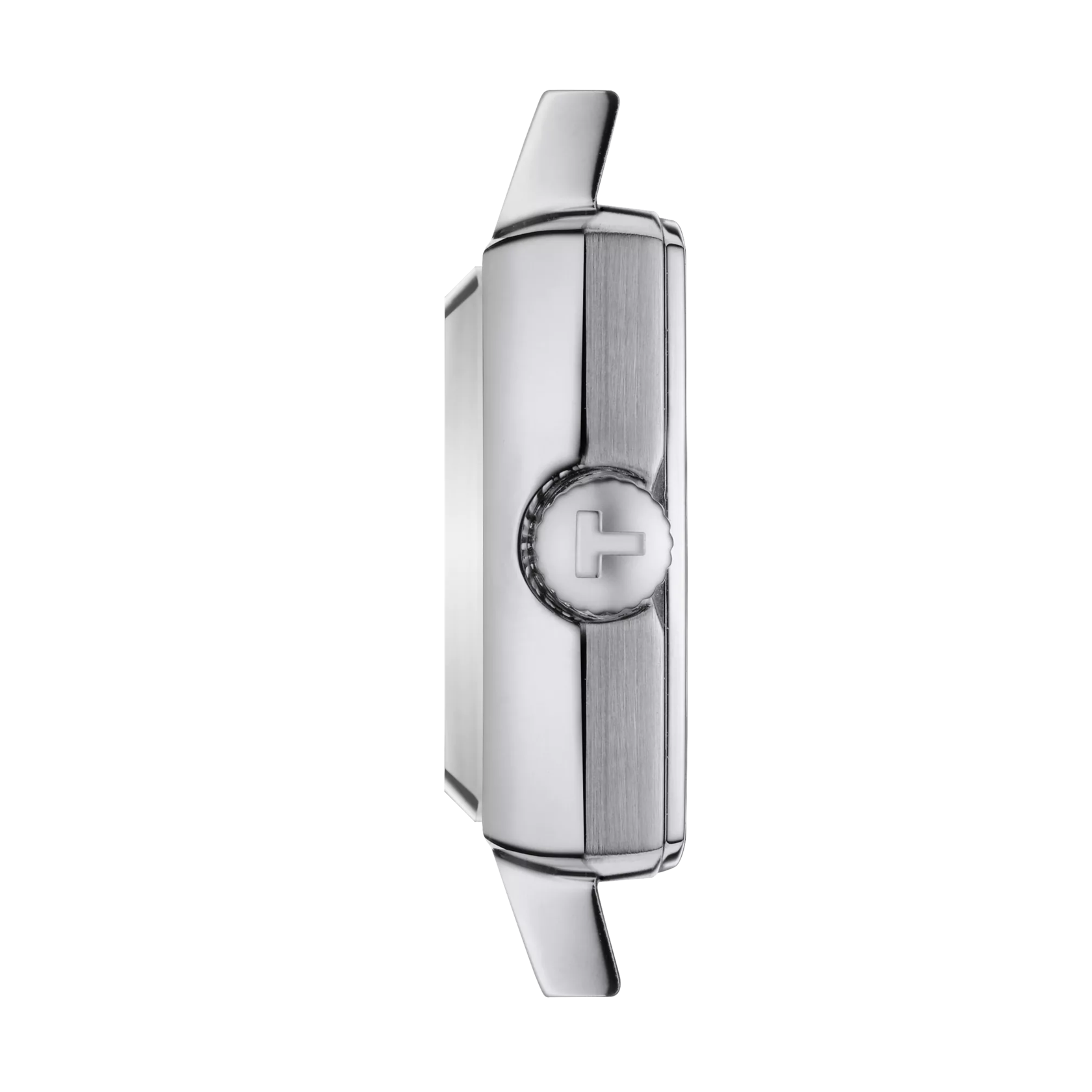 Profile view of the watch case Tissot Lovely Square Valentines