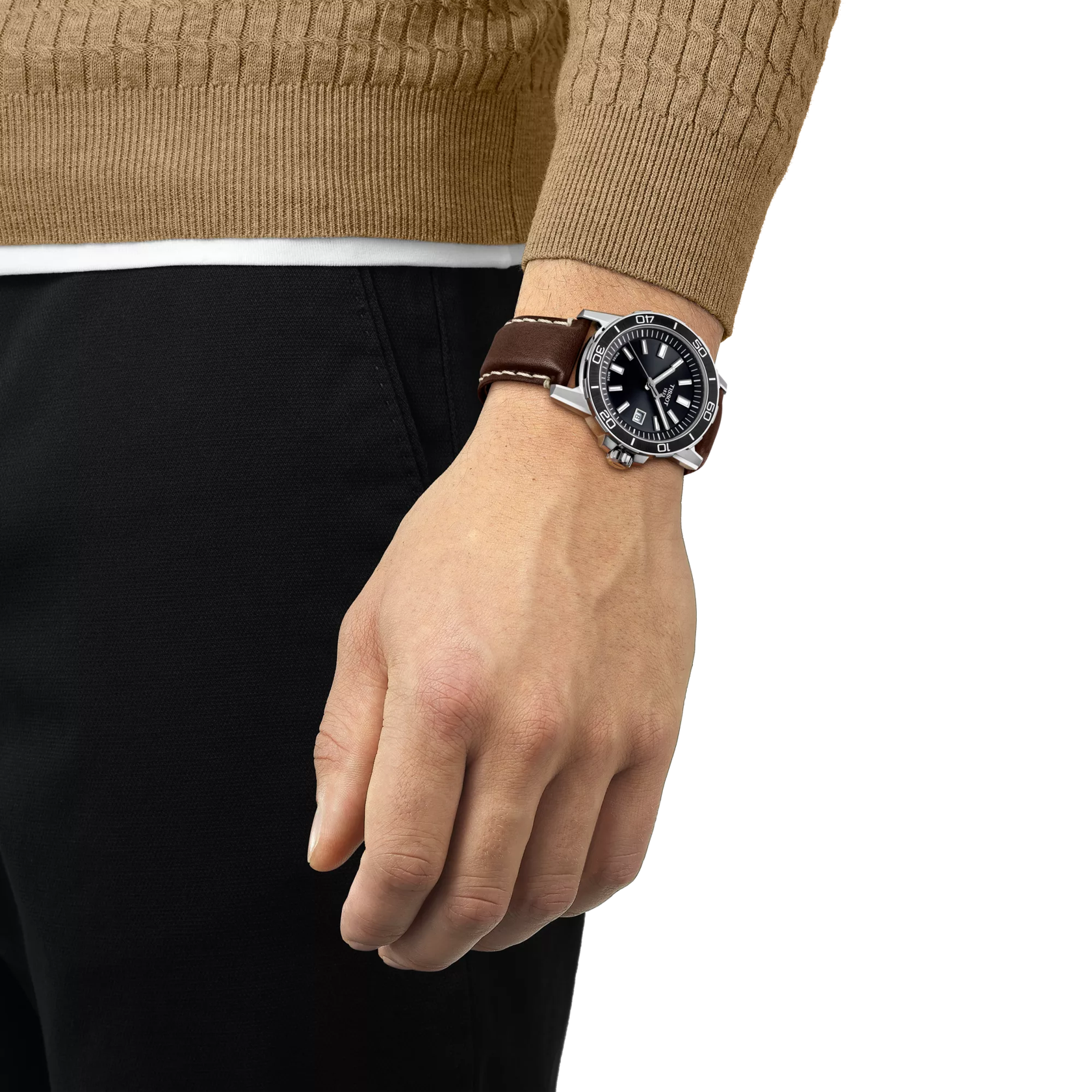 Simulation of the watch Tissot Supersport Gent on a wrist