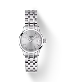 Front view of the watch Tissot Classic Dream 28mm with shadow