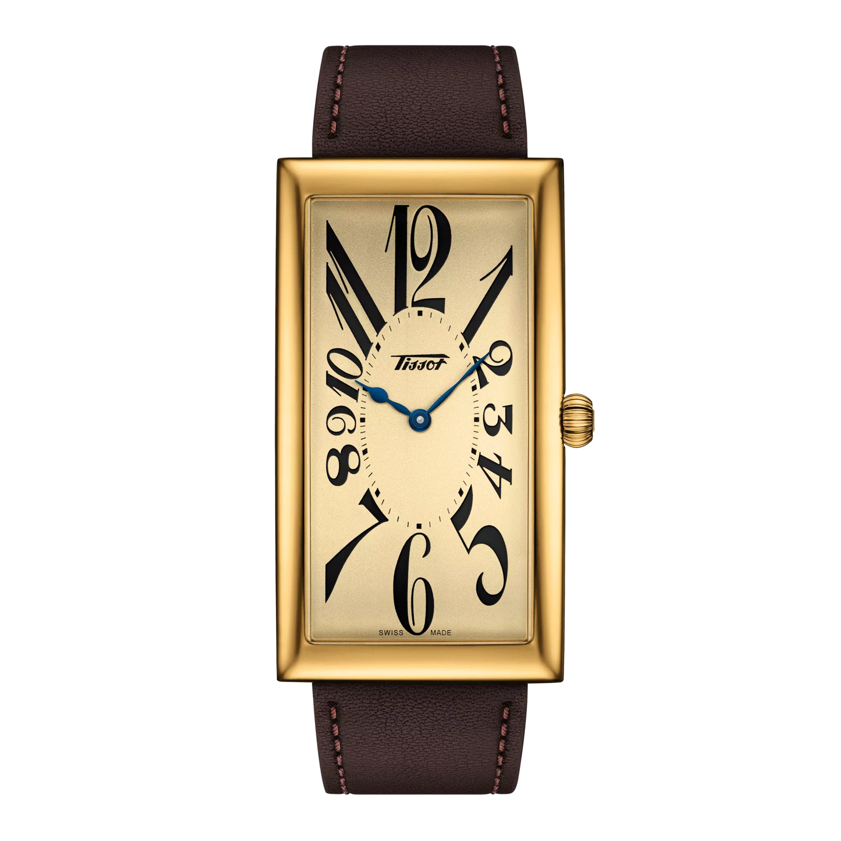 Front view of the watch Tissot Heritage Banana Centenary Edition